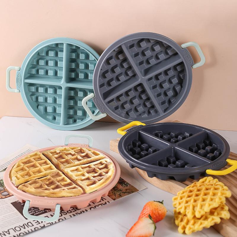 1pc Air fryer silicone waffle mold, foldable, with handle, heat-resistant, household baking tool, cake mold, DIY kitchen tools