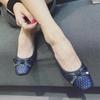 2025 Spring Summer Fashion Ballet Flats Women Single Shoes Black Blue Soft Comfortable Big Size 41