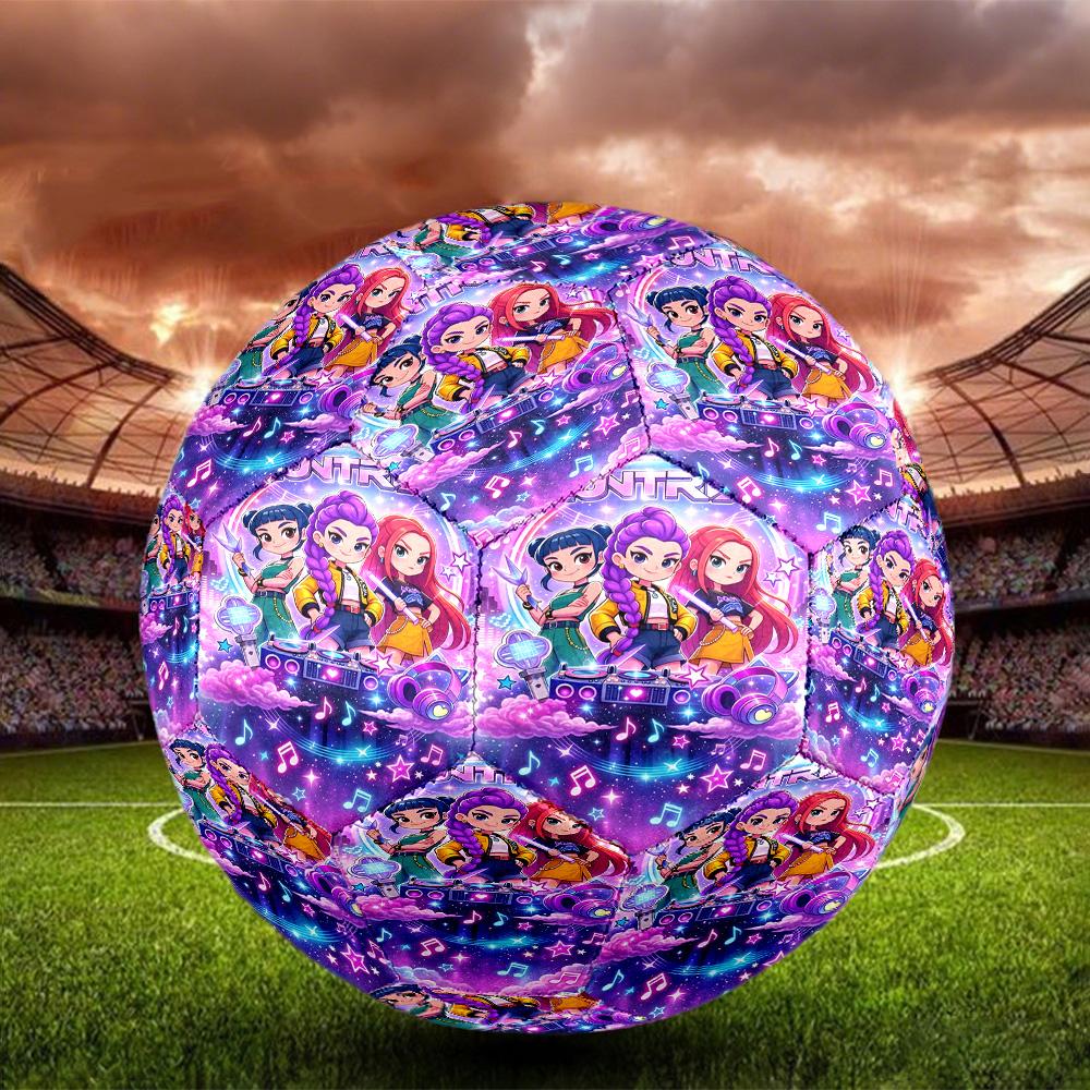 KPop Demon Hunters Print Size 5 Soccer Ball, Standard Match Football for Sports Game and Team Practice, Ideal Gift for Soccer Fans