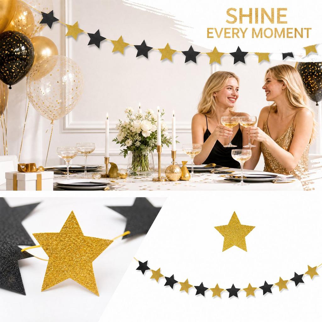 Five- Star Party Garland for Birthday Wedding Celebration Supplies