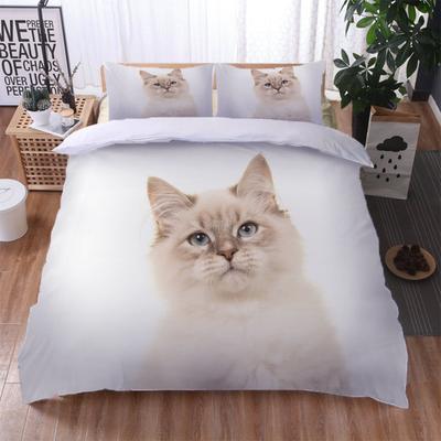 3D Bettbezug Mädchen Kinder Tier Niedliche Katze Bettwäsche-Set Doppel Queen King Size Polyester Steppdeckenbezug Luxus Bedruckt Polyester