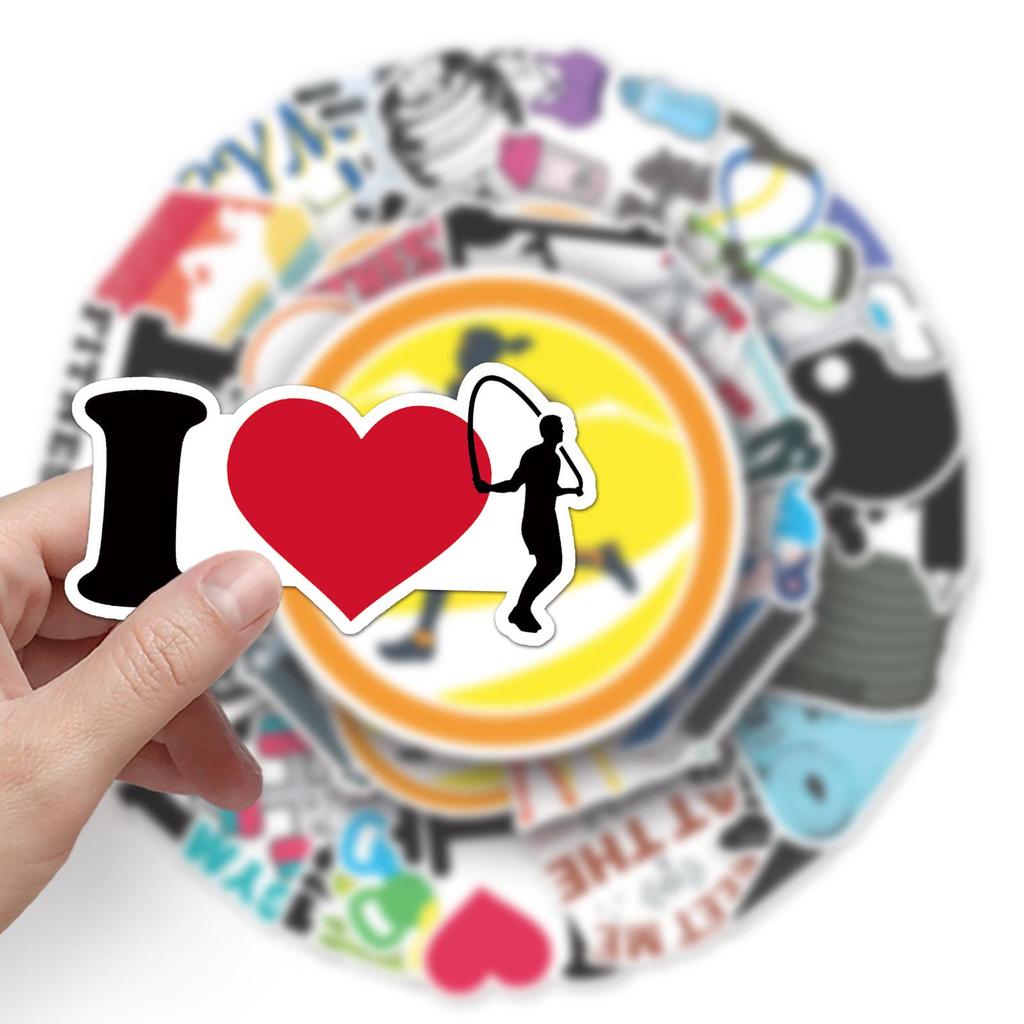 50pcs Fitness Cartoon Stickers: Sports DIY for Scooter, Suitcase, Stationery - Waterproof