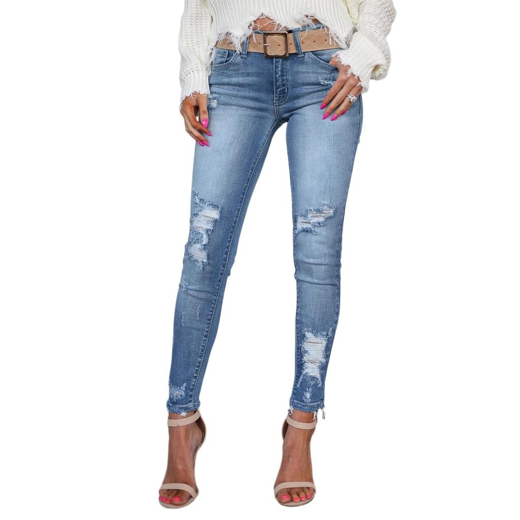 Women's Denim Classic Versatile High Waist Fashionable Trousers