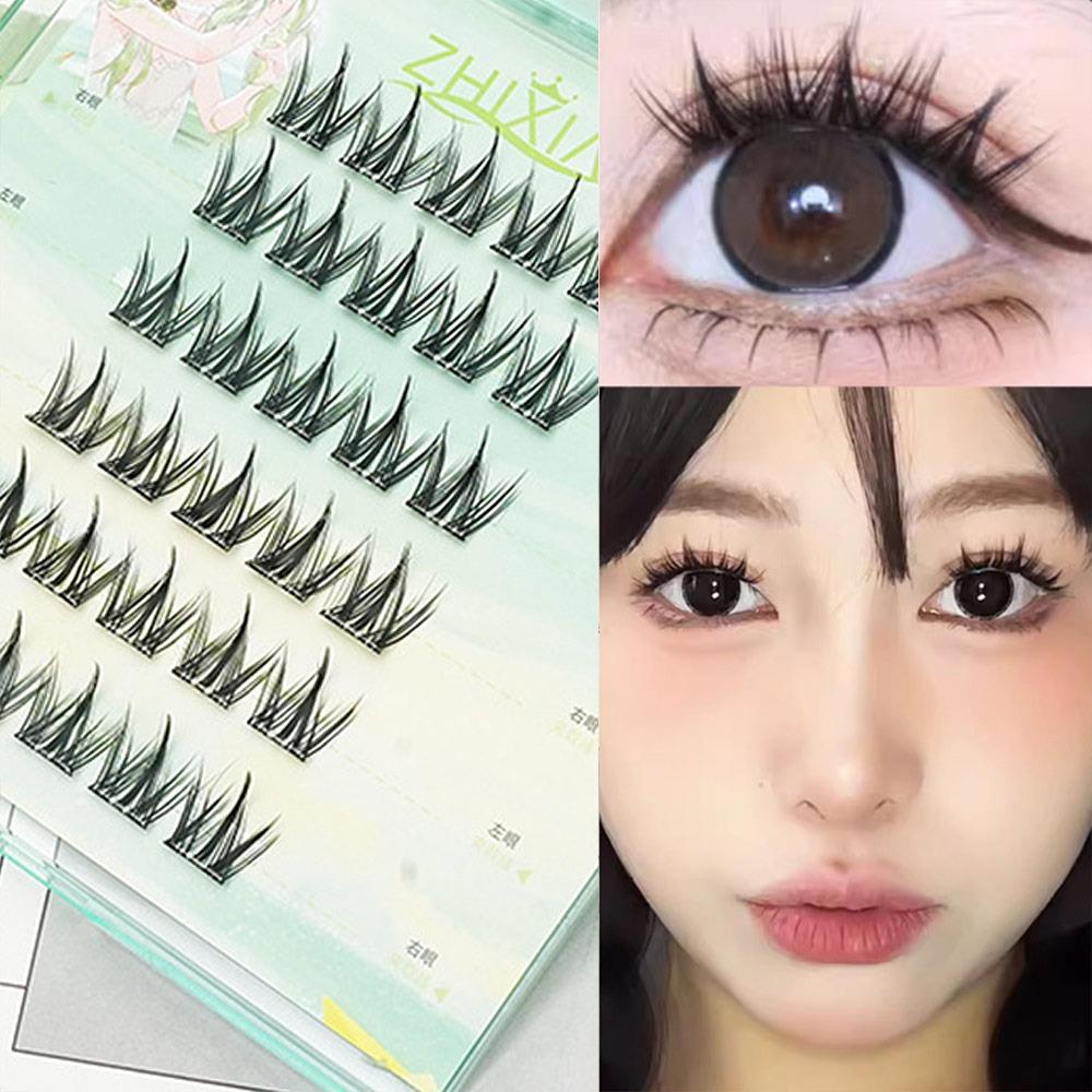 Glue Free Manga Lashes With Jelly Glue Strips 3D False Eyelashes Cat Elf Eyelashes  Party Supplies