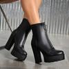 Women's High-heeled Short Boots Autumn and Winter New European and American Style Waterproof Table Thick-heeled Large-size Roman Short Boots