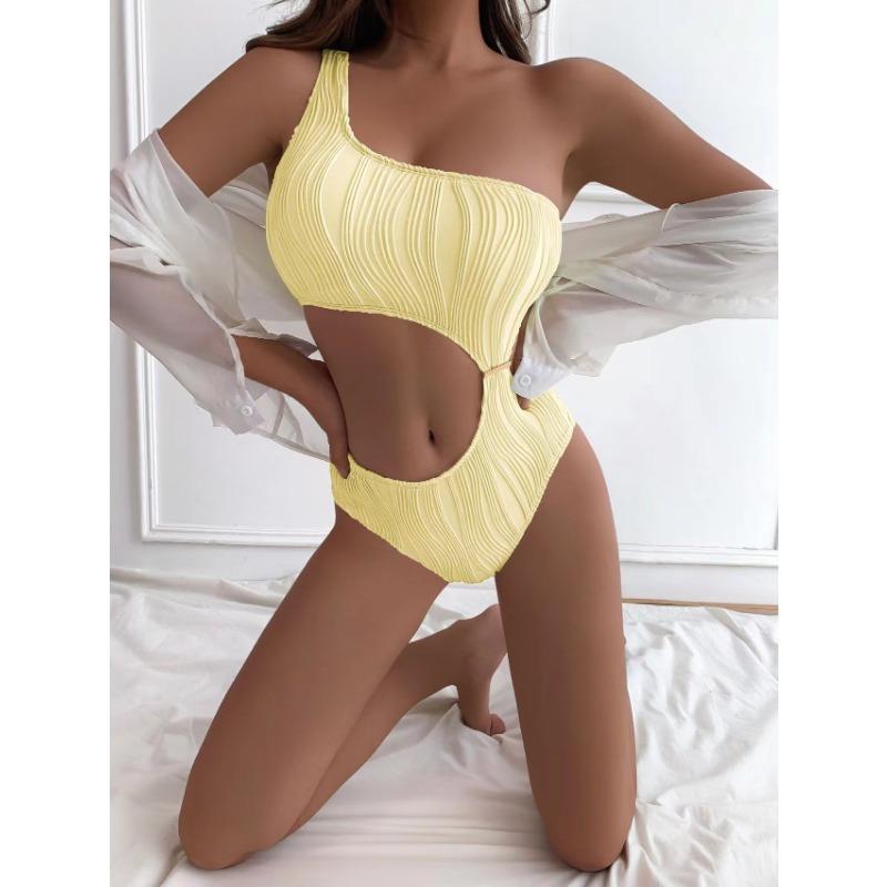 Nuovo Bikini Europeo e Americano Monocolore Monopezzo a Spalla Sexy Bikini da Donna