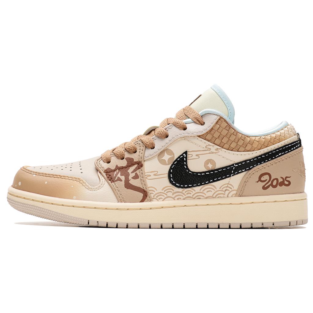 Jordan Air Jordan 1 Abrasion Resistant Abrasion Resistant Low top Vintage Basketball Shoes Women's Beige Brown HQ3440-101(TeamThree-)