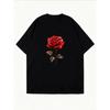 Biały T-shirt z nadrukiem czerwonej róży do noszenia na co dzień