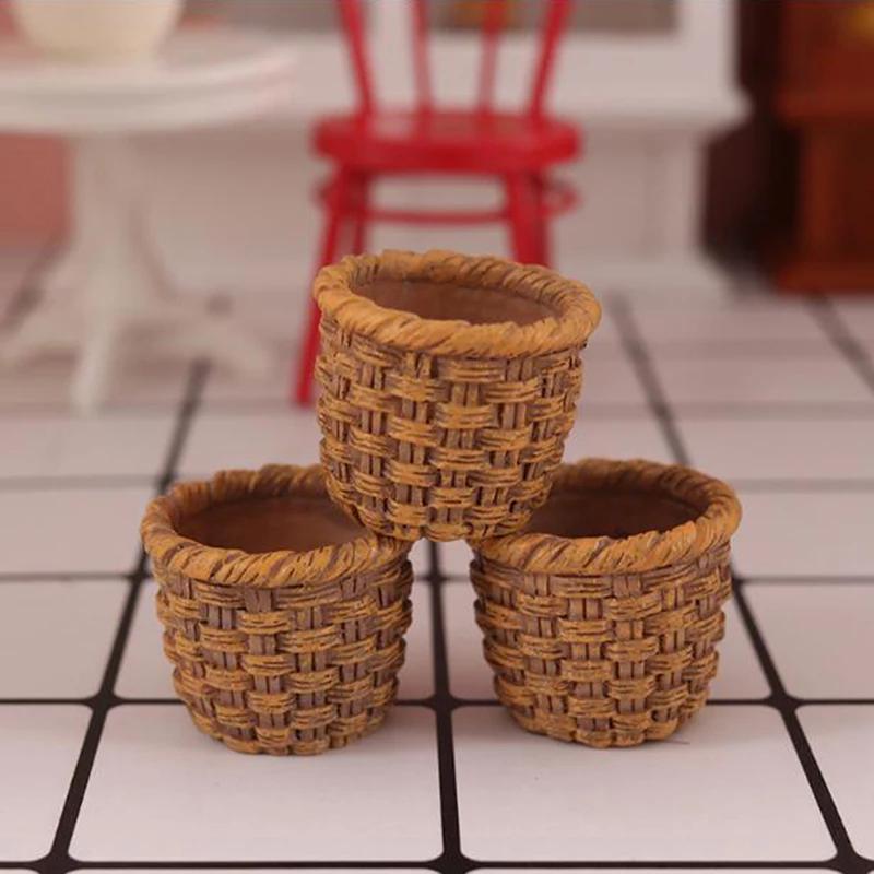 1Pc 1:12 Dollhouse Miniature Resin Basket Model Kitchen Accessories For Dolls House Decor Toys Gift
