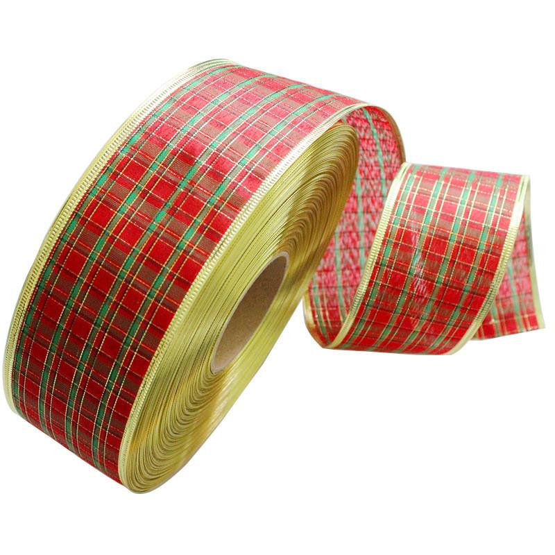 

Декоративная рождественская лента 63 см яркого красного цвета для праздничных подарков и украшений. Элегантная