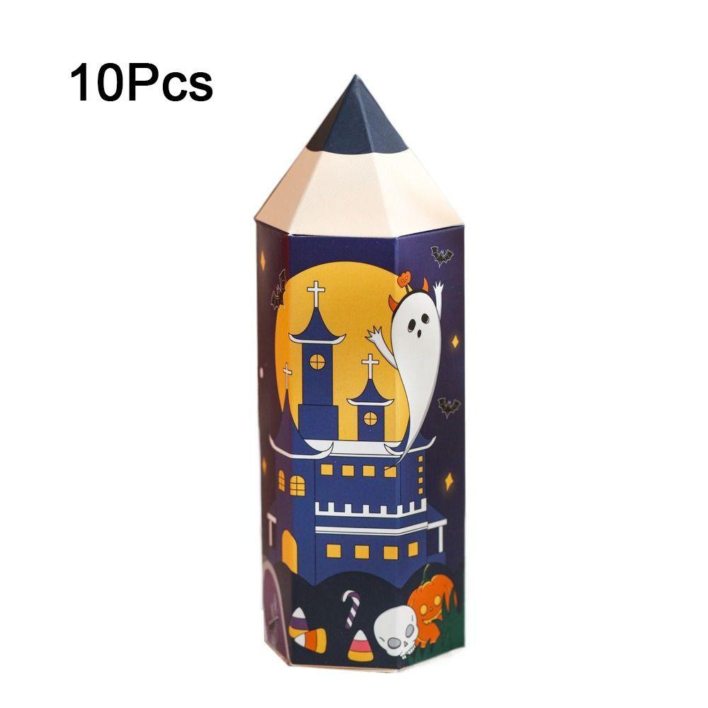 

10pcs Paper Halloween Pencil Shape Candy Box Cartoon Chocolate Gift Boxes for Kids Birthday style B