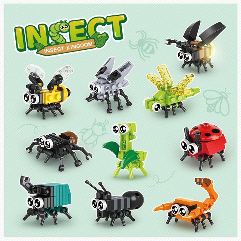 Esperto Creativo Mini Insetti Modello Animale Blocco Costruttivo Mattoncini Farfalla Modello Educativo Kit 10 in 1 Giocattolo Regalo di Compleanno per Bambini