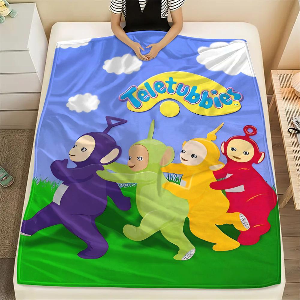 1 pătură de flanel cu imprimeu Teletubbies, de înaltă calitate, confortabilă pentru toate anotimpurile, decor pentru casă, căldură și confort, perfectă pentru cadouri de Crăciun