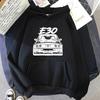 Jdm‑legacy Men Hoodie Front Rough‑brush Retro Sedan Number‑tag Art Print Pullover For Cozy Weekend Outdoor Activities