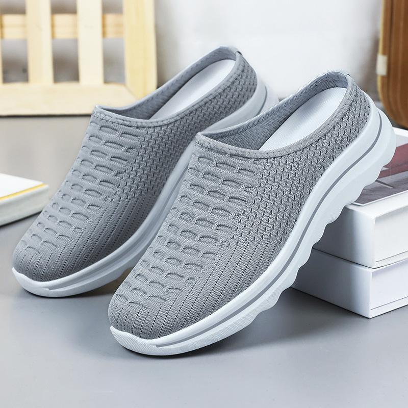 Slippers women's summer breathable lazy shoes with soft soles, comfortable and versatile, breathable and non-smelly feet, half-towed single shoes