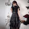 Halloween Diablo Goth Adams Family Ghost Bride Vampire Dress Wednesday cos Dress Little Black Dress