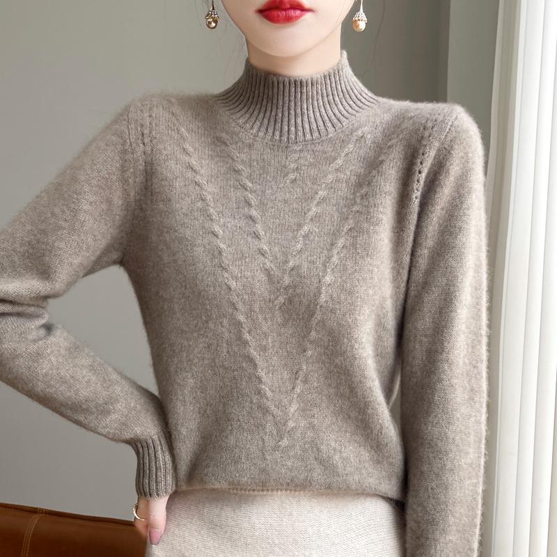 Women's Cashmere Sweater Qinghe Cashmere 30% Cashmere 70% Wool Autumn and Winter Cashmere Thick Pullover Soft and Warm