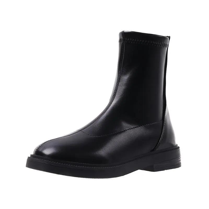 

Модные ботильоны челси женские осенне-зимние модные из ПУ кожи на флисе теплые короткие ботинки женская обувь элегантные дизайнерские ботильоны 35 чёрный