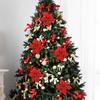 6pcs Christmas Tree Flower Decor Small Simulated Plastic Flowers Diy Glittering Holiday Wedding Decoration Artificial Garland