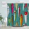 Tende da Doccia Pesci Cartoni Animati Amo da Pesca Rana Vita Marina Stampa Moderna Tessuto Decorazione Parete Casa Bagno Set Tende da Bagno Bianche