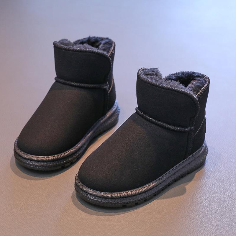 Fashion solid color children's foot cover snow cotton 2025 winter explosion velvet warm short boots boys thickened cotton boots