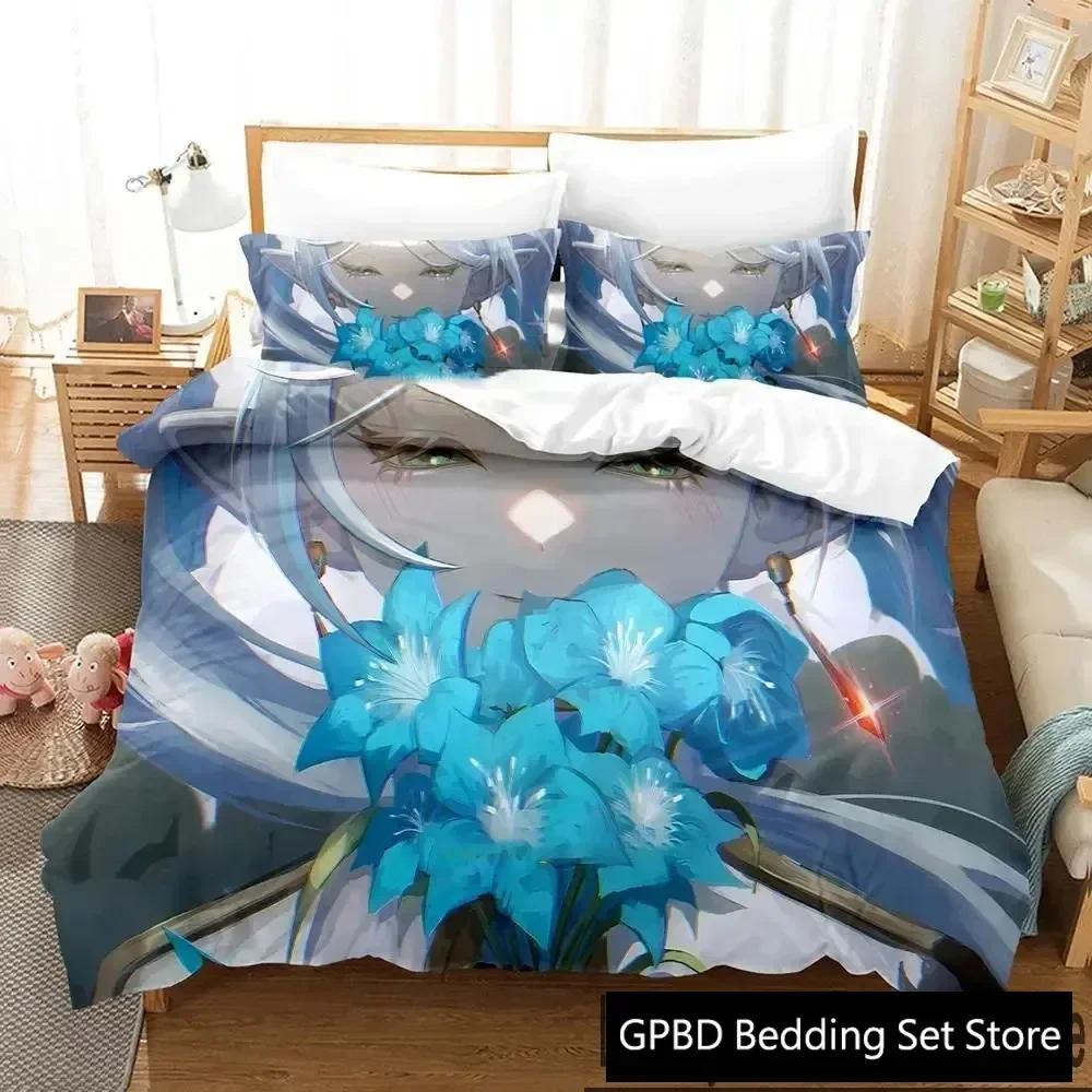 3D Print Anime Frieren Comfortable Duvet Quilt Cover Pillowcase Bedding Set Children Bedroom Decoration Home Textile