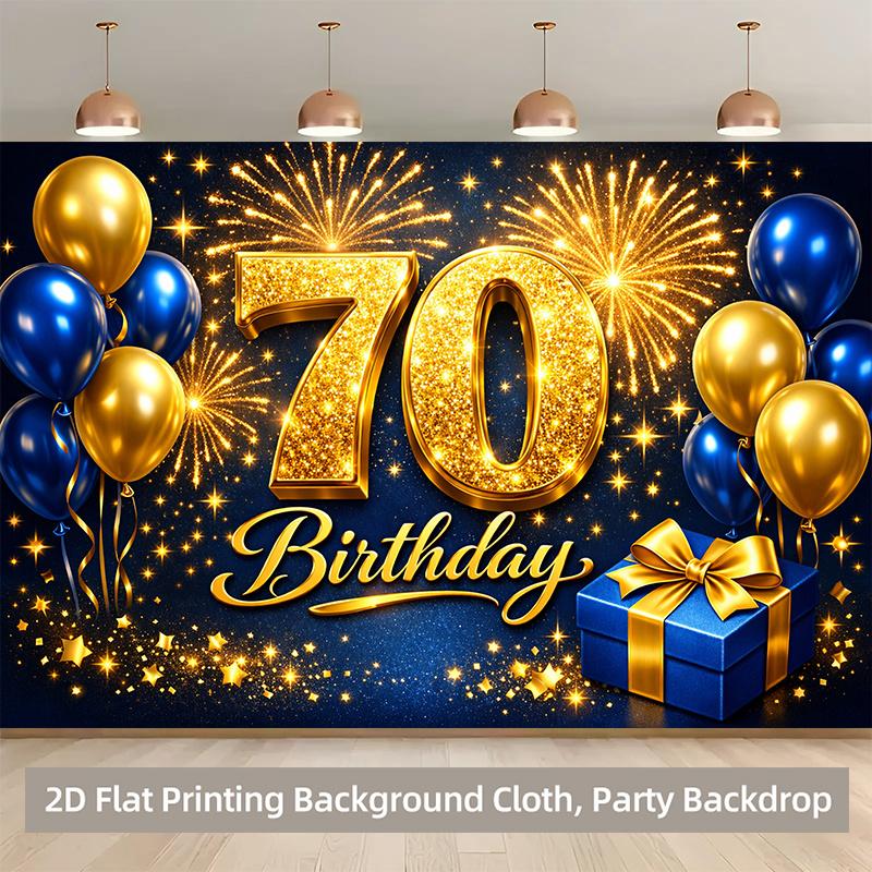 1 Stück 2D-Hintergrundstoff, Polyester-Hintergrundstoff für eine 70. Geburtstagsfeier-Szene, Party, Indoor und Outdoor