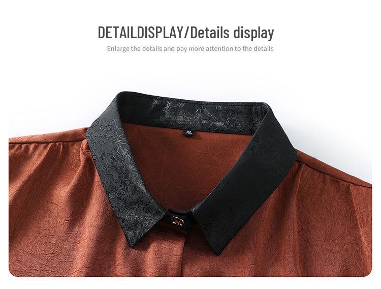 Women's Casual 3/4 Sleeve Shirt, Summer 2025, Turn-Down Collar, Slimming Top, Middle-Aged Mother's Blouse.