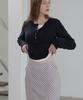 Letter From Moon Bana Lace Check Midi Skirt (Brown)