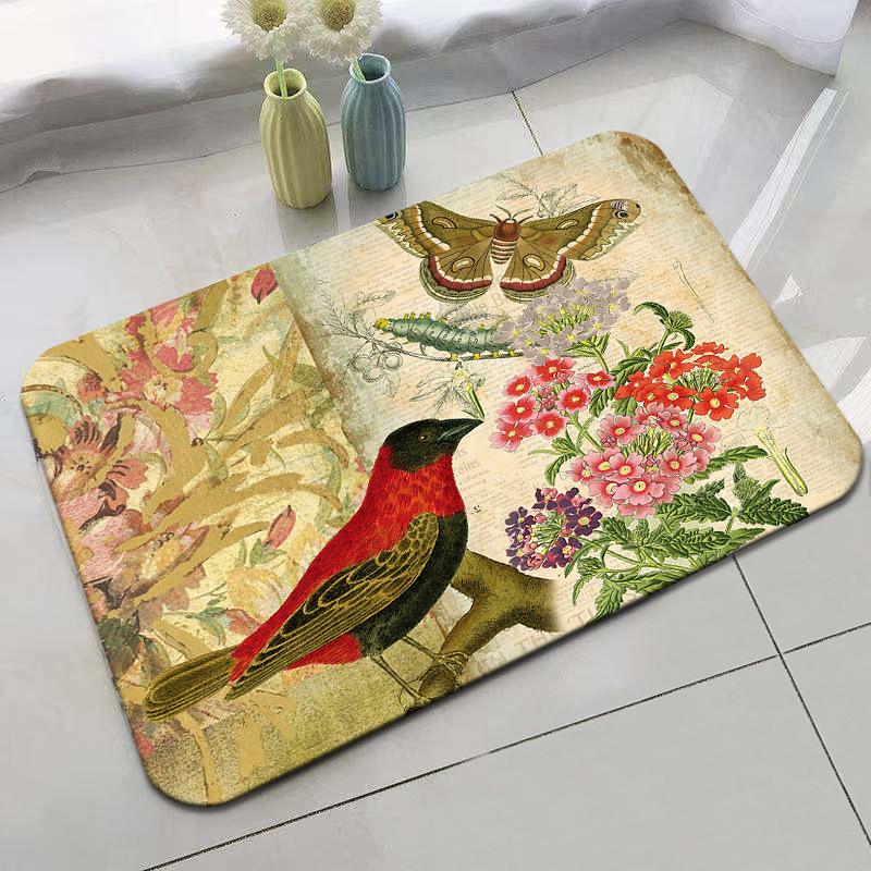 Retro Rural Style Floor Mat Entrance Mat Bathroom Door Mat Absorbent Carpet Living Room Coffee Table Mat