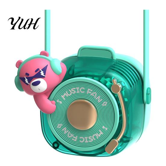 Retro Camera Fan Small Cartoon Duck Rabbit Bear Element Design Personal Cooling Device Hanger Multi-Speed Wind Adjustment Low-Noise Motor Wearable Bear