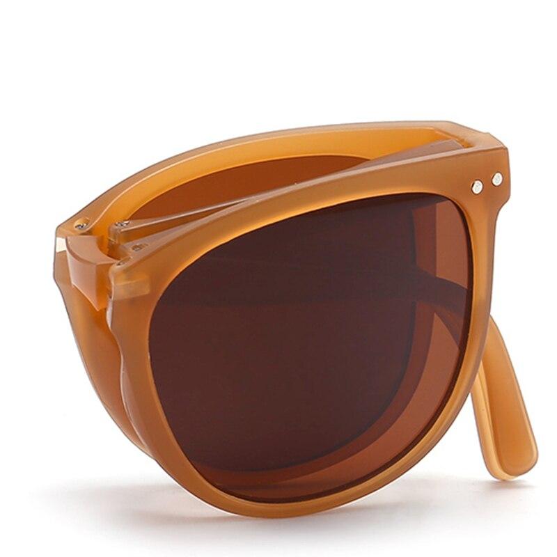 

New Women s Fashion Folding Sunglasses UV400 Protect Retro Oval Glasses Lady Designer Brand
