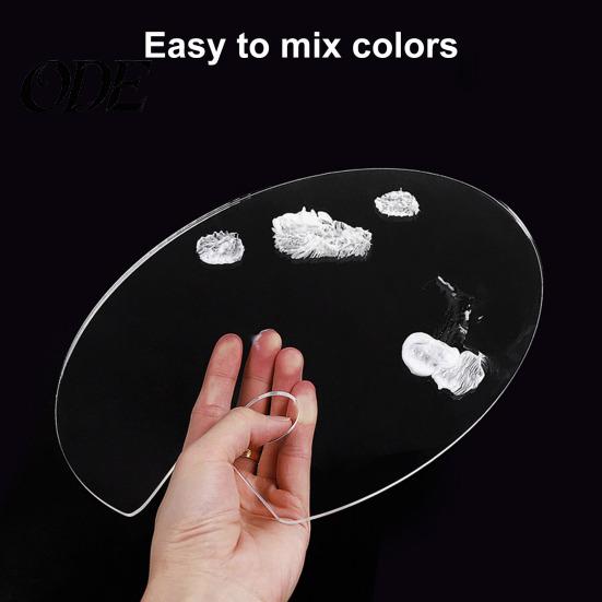 Pigment Plate Painting Palette Transparent Non-stick Comfortable Grip Clear Acrylic Oil Paint Mixing Tray with Thumb Hole Studio Accessories Color