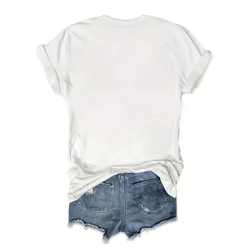 T-shirt Blanc Grande Taille Femme Imprimé Cœur Oversize Col Rond Manches Courtes Coupe Ample Été Printemps Automne Décontracté Vêtement de Vacances Haut