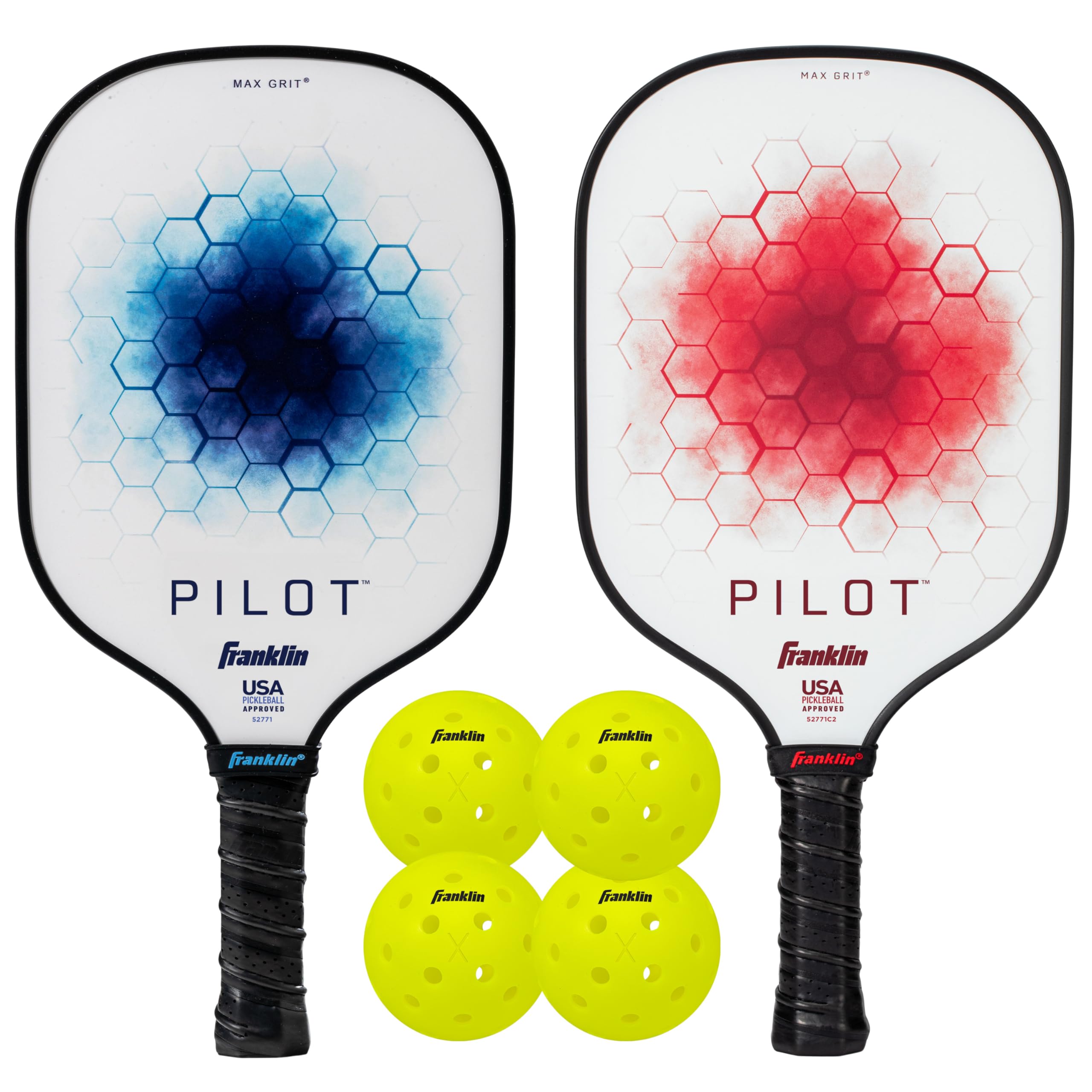 

Franklin Pickleball Paddle Set Pilot PP 2 Player 2 paddles and 4 Set balls!