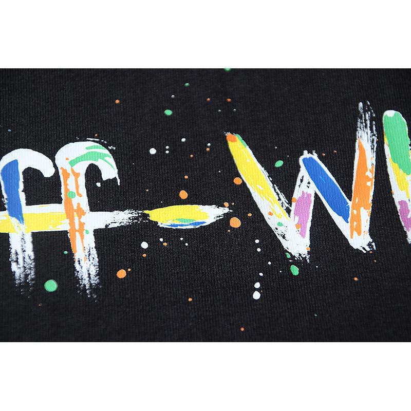 Off-White 2025 Sommer Neues Pinsel Pfeil Tintenspritzer Muster Bedrucktes Kurzarm T-Shirt für Männer und Frauen