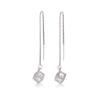 Thin-hole Three-dimensional Magic Cube Ear Cable for Women Niche Design Zircon Tassel Earrings