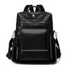 Women's Backpack Large Capacity PU Retro Backpack Color Contrast Shoulder Bag