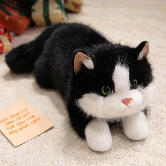 Brinquedo de Pelúcia Gato Siamês Realista com Som Animal de Pelúcia Macio Gatinho Companheiro Realista para Abraçar Presente de Aniversário para Crianças Amantes de Gatos