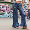 Y2K Style High Waist Wide Leg Ruffle Jeans for Women