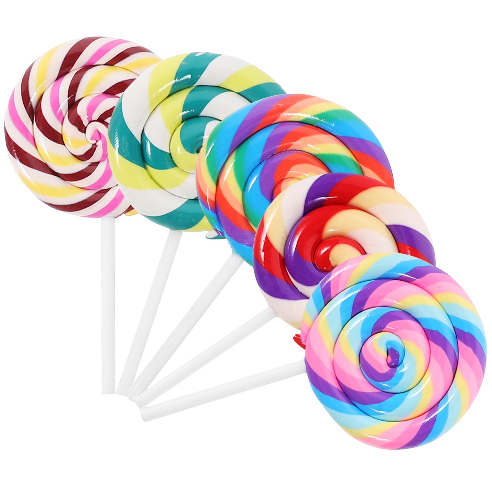 

Clay Lollipops Craft Large Lollipop Props Simulation Lollipop Swirl Lollipop Suckers Party Favors Colorful Lollipop Charm 5pcs