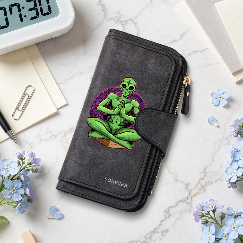 Alien Pattern Fashion Long Wallet Portable Casual Daily Card Holder Purse