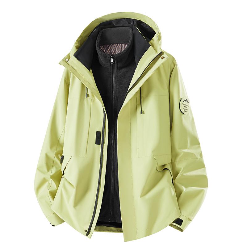2026 Damen 3-in-1 Outdoorjacke, Abnehmbar, Winddicht, Wasserdicht, für Herbst/Winter, Ideal für Paare beim Bergsteigen. 5XL black