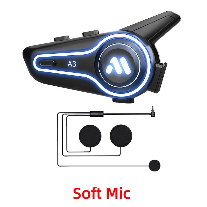 

New A3 Motorcycle Helmet Bluetooth Headset Noise Reduction Waterproof Wireless 5.4 RGB Light 1000mAh Battery Music Player HIFI