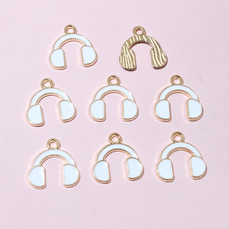 20pcs 15x14.5mm Enamel Cute Earphone Headphones Charms Pendant DIY Jewelry Making Accessories for Bracelet Earrings Keychains
