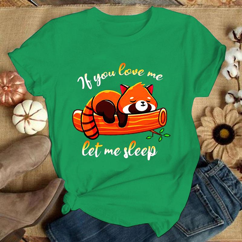 

Модные забавные футболки с принтом «Панда, если ты живешь, дай мне поспать», женские летние повседневные футболки с коротким рукавом 6XL зелёный
