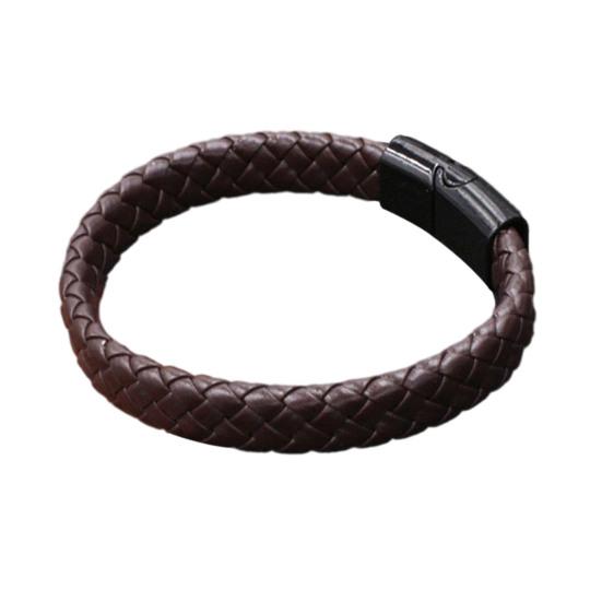 Men Bracelet Imitation Leather Lightweight Wear-resistant Retro Style Faux Leather Braided Wristband Streetwear Accessories
