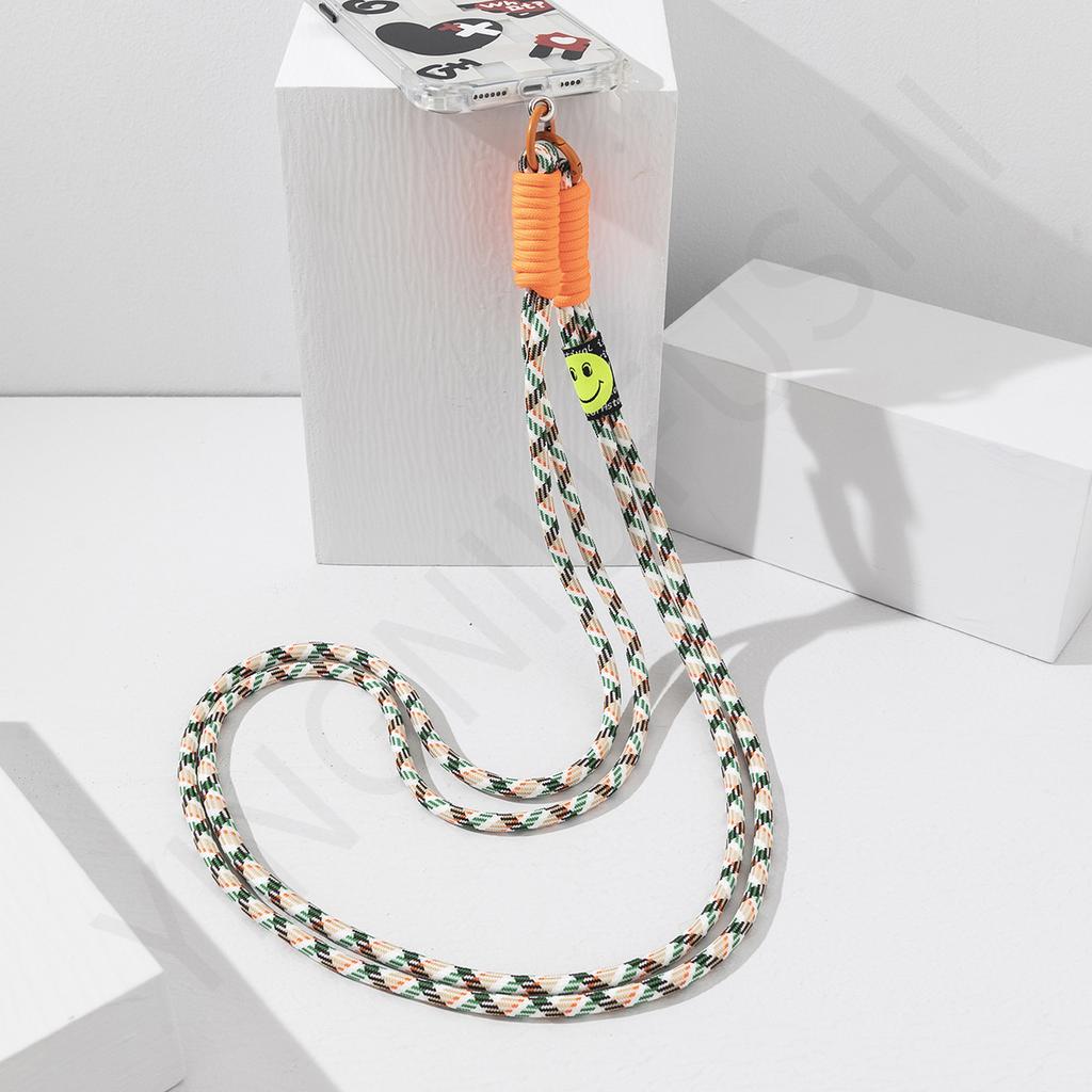 Hand-woven Messenger Mobile Phone Lanyard, Long Color Matching Double-ended Round Buckle, Mobile Phone Back Clip, Adjustable Lanyard