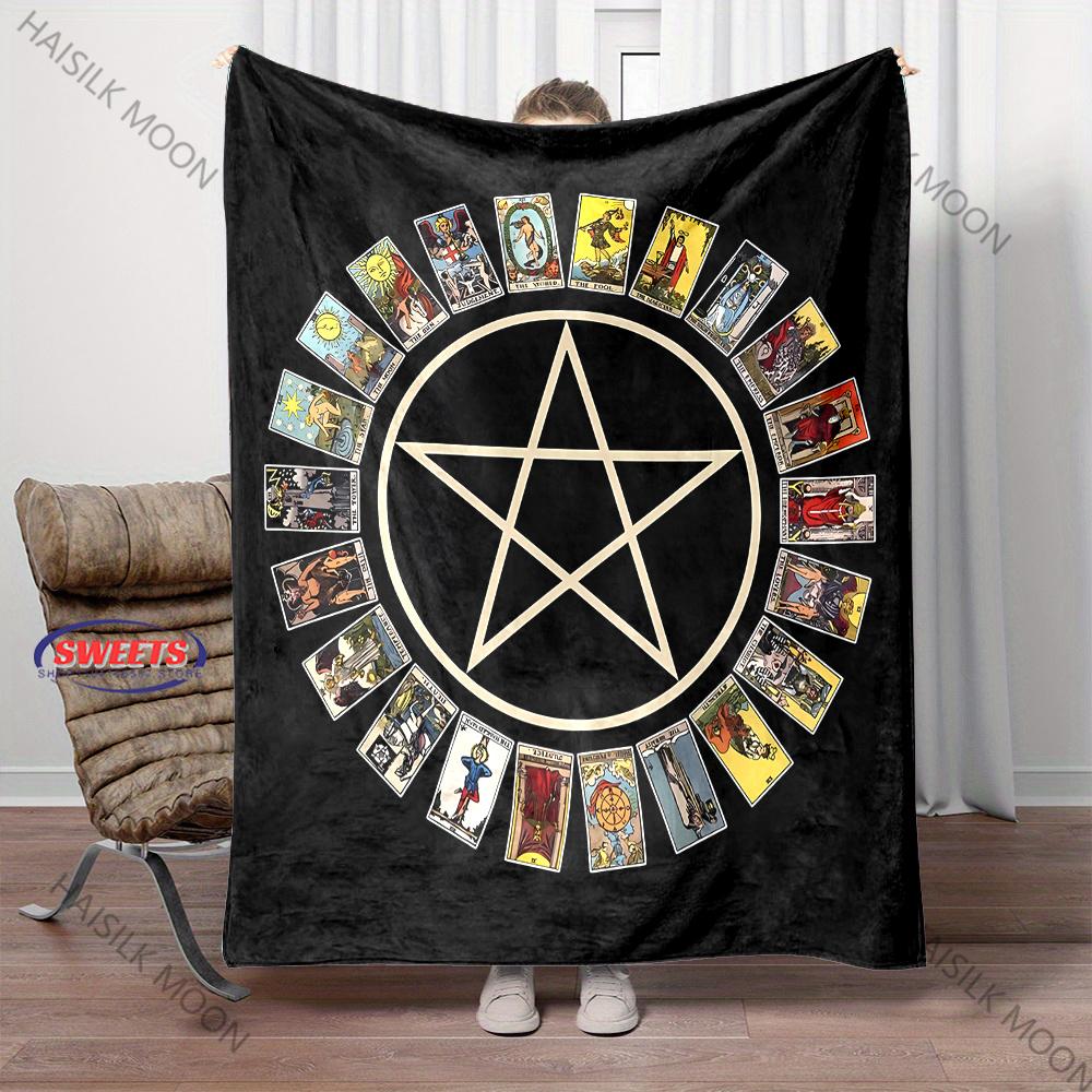 12 Zodiac Card Printed Blanket - Super Soft Bedding Divination Tarot Pattern Lightweight Home Four Season Throw & Shawl Blanket