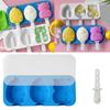 Heat Resistant Silicone Ice Cream Molds Set with Detachable Stick Creative 4 Compartments Popsicles Maker Tray